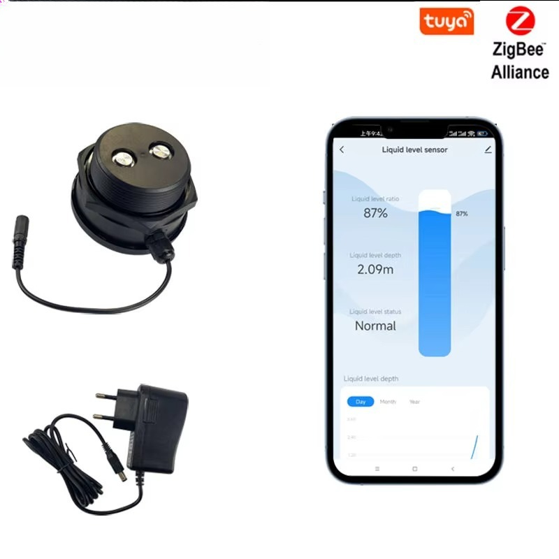 Tuya Smart - Slimme WiFi/Zigbee ultrasone vloeistofniveau-sensor voor watertanks,