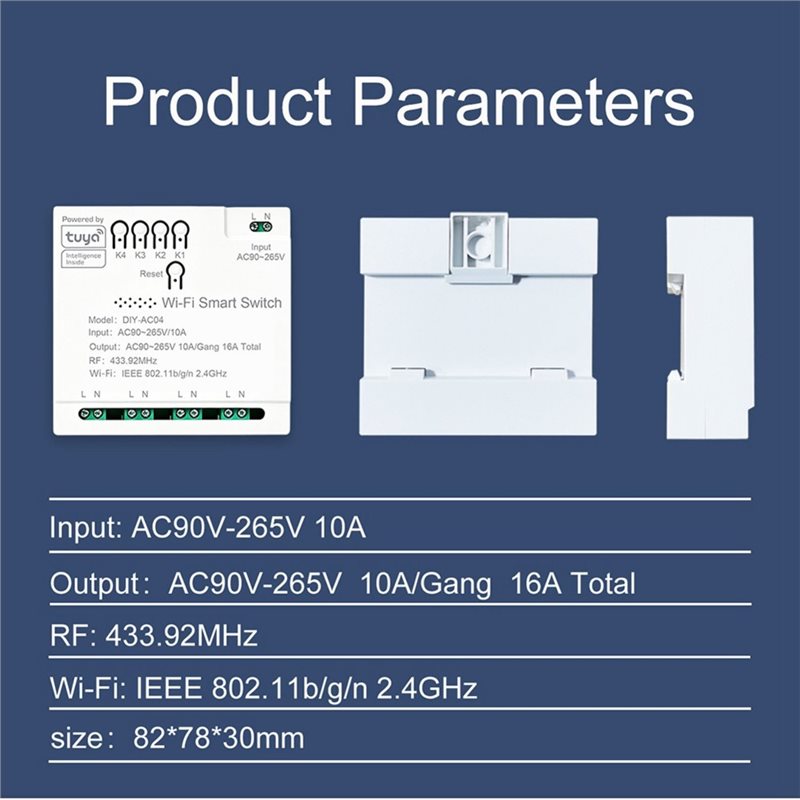 Tuya 4 Channel - Tuya Wifi Schakelmodule met Afstandsbediening RF