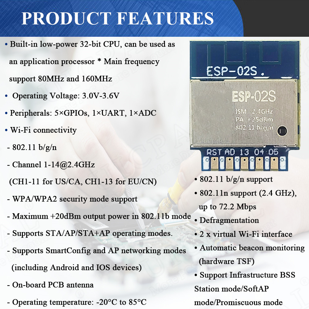 ESP-02S Seriële Draadloze 2.4G - Smart Home Module Iot recensie en prijs